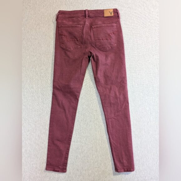 American Eagle Outfitters Jegging Super Stretch Purple Distressed Destroyed - Picture 10 of 11